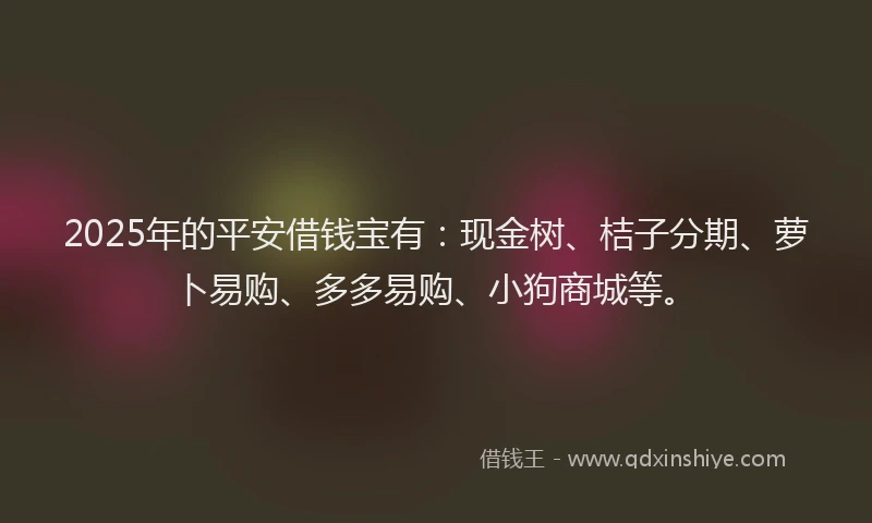2025年的平安借钱宝有：现金树、桔子分期、萝卜易购、多多易购、小狗商城等。