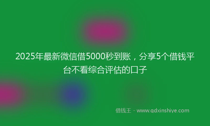 2025年最新微信借5000秒到账，分享5个借钱平台不看综合评估的口子