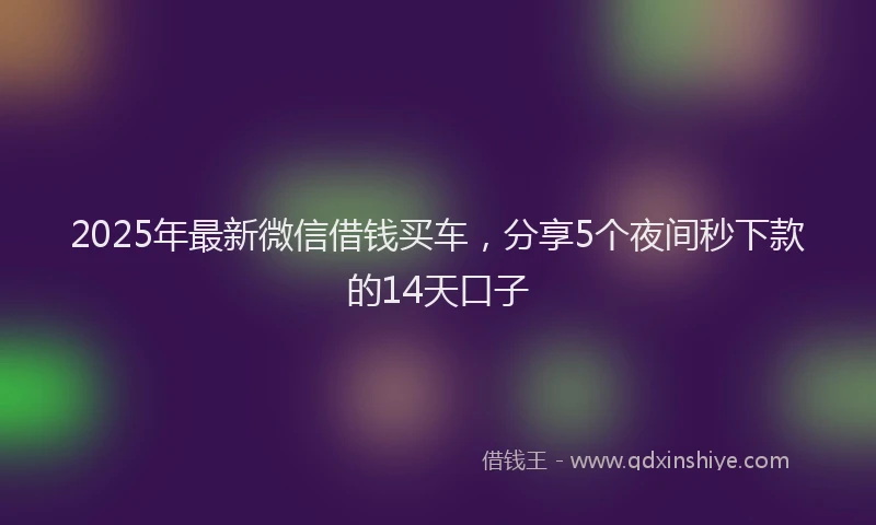 2025年最新微信借钱买车，分享5个夜间秒下款的14天口子