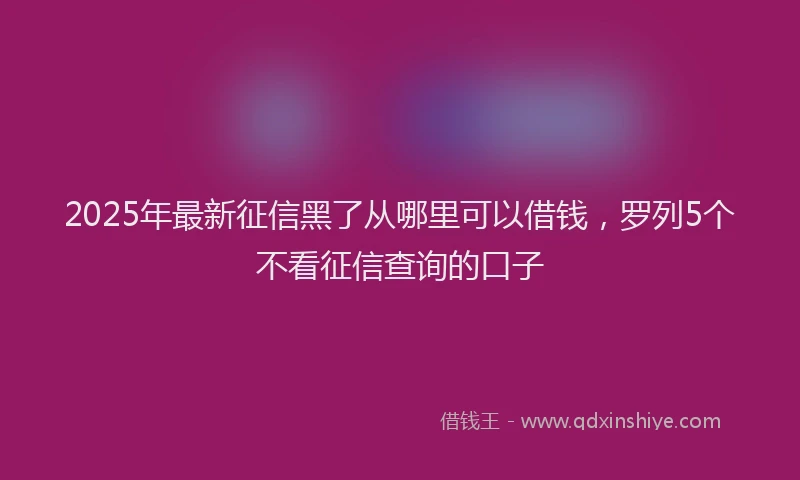 2025年最新征信黑了从哪里可以借钱，罗列5个不看征信查询的口子