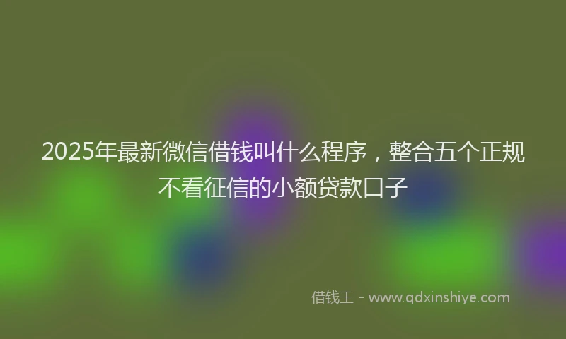 2025年最新微信借钱叫什么程序，整合五个正规不看征信的小额贷款口子