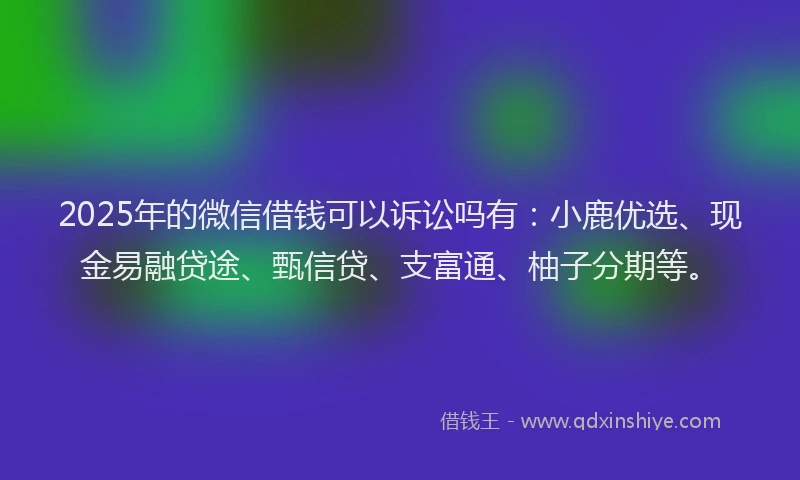 2025年的微信借钱可以诉讼吗有：小鹿优选、现金易融贷途、甄信贷、支富通、柚子分期等。