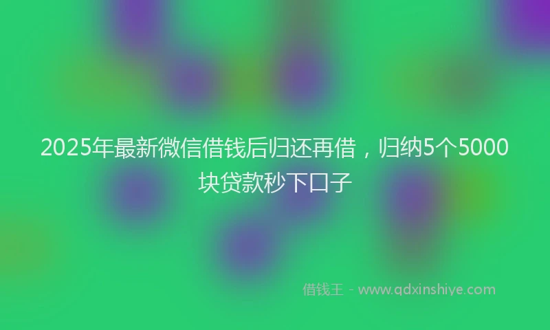 2025年最新微信借钱后归还再借，归纳5个5000块贷款秒下口子