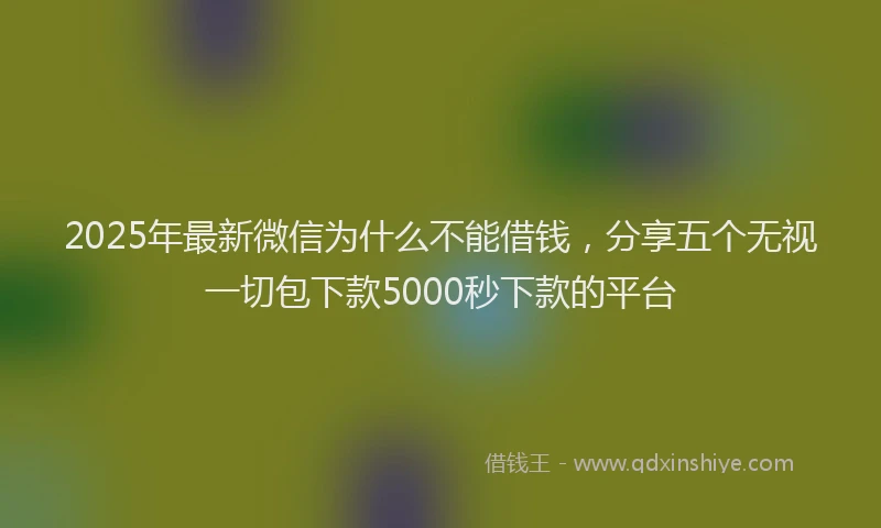 2025年最新微信为什么不能借钱，分享五个无视一切包下款5000秒下款的平台