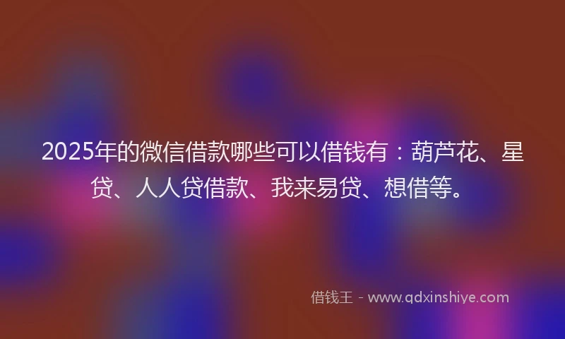 2025年的微信借款哪些可以借钱有：葫芦花、星贷、人人贷借款、我来易贷、想借等。
