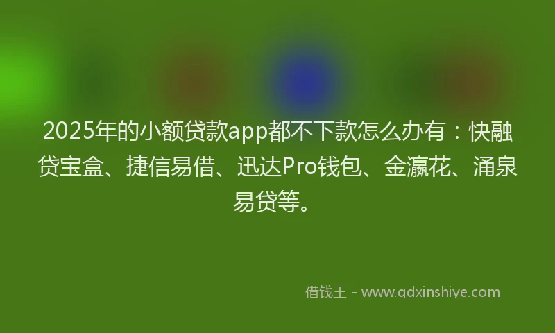 2025年的小额贷款app都不下款怎么办有：快融贷宝盒、捷信易借、迅达Pro钱包、金瀛花、涌泉易贷等。