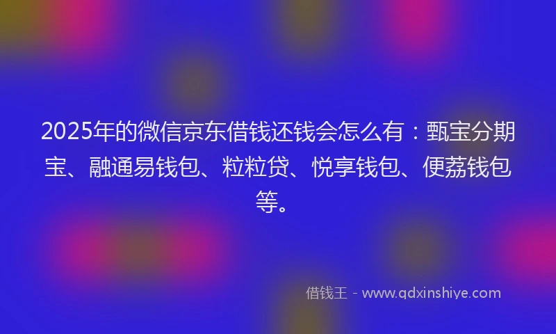 2025年的微信京东借钱还钱会怎么有：甄宝分期宝、融通易钱包、粒粒贷、悦享钱包、便荔钱包等。