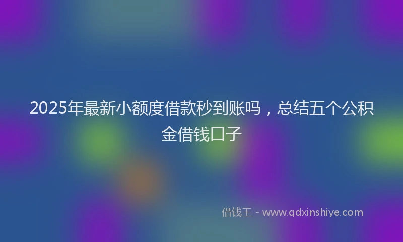 2025年最新小额度借款秒到账吗，总结五个公积金借钱口子