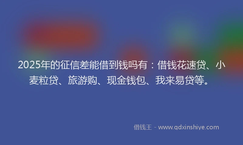 2025年的征信差能借到钱吗有：借钱花速贷、小麦粒贷、旅游购、现金钱包、我来易贷等。