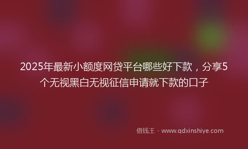 2025年最新小额度网贷平台哪些好下款，分享5个无视黑白无视征信申请就下款的口子