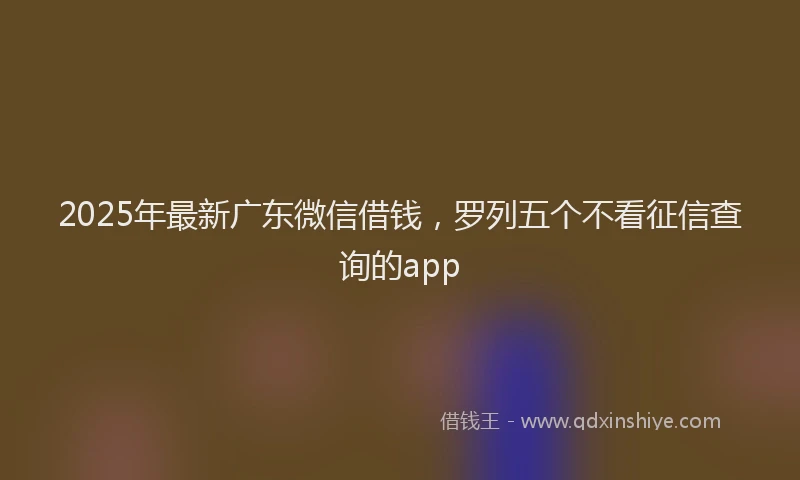 2025年最新广东微信借钱，罗列五个不看征信查询的app