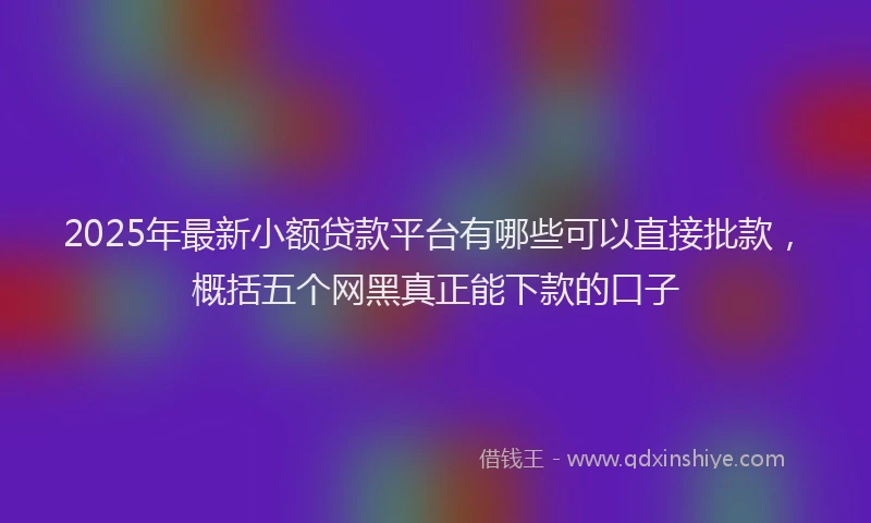 2025年最新小额贷款平台有哪些可以直接批款，概括五个网黑真正能下款的口子