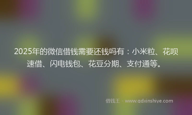 2025年的微信借钱需要还钱吗有：小米粒、花呗速借、闪电钱包、花豆分期、支付通等。