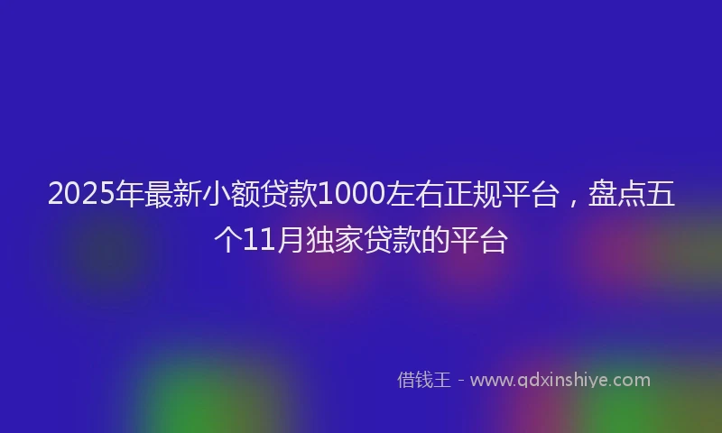 2025年最新小额贷款1000左右正规平台，盘点五个11月独家贷款的平台