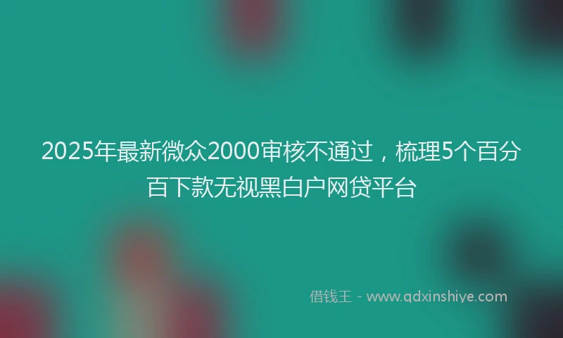 2025年最新微众2000审核不通过，梳理5个百分百下款无视黑白户网贷平台