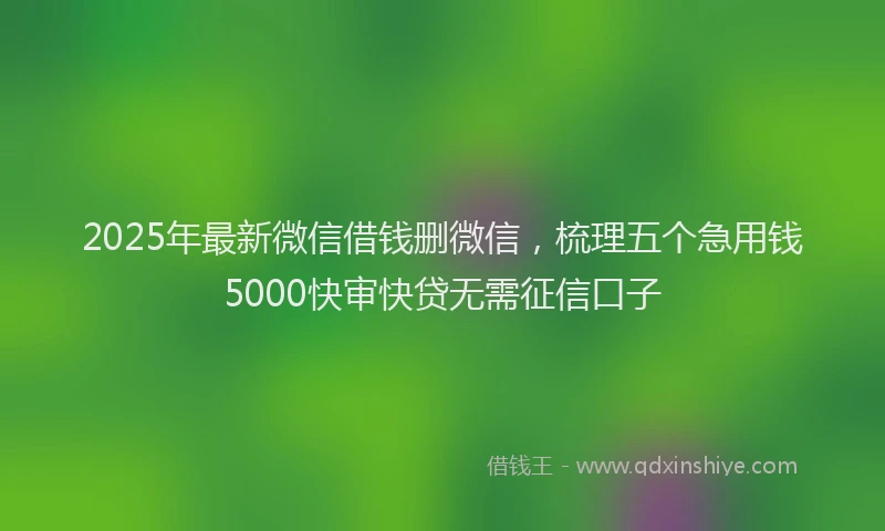 2025年最新微信借钱删微信，梳理五个急用钱5000快审快贷无需征信口子