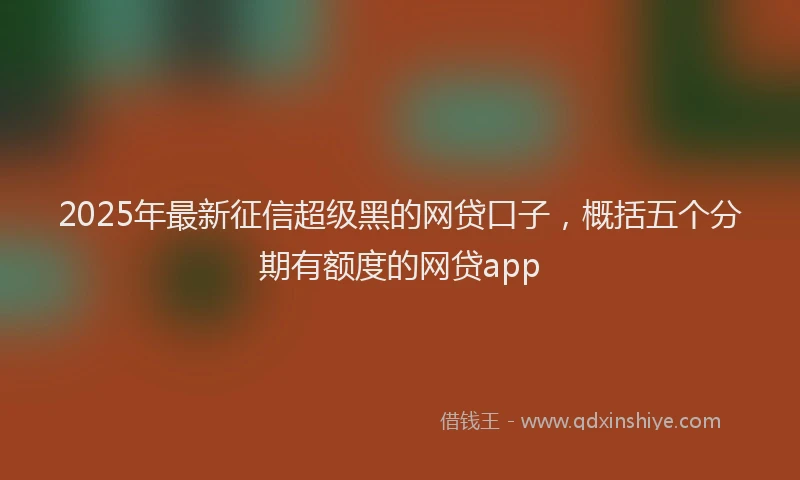 2025年最新征信超级黑的网贷口子，概括五个分期有额度的网贷app