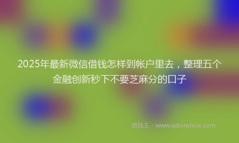 2025年最新微信借钱怎样到帐户里去，整理五个金融创新秒下不要芝麻分的口子