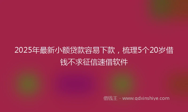 2025年最新小额贷款容易下款，梳理5个20岁借钱不求征信速借软件