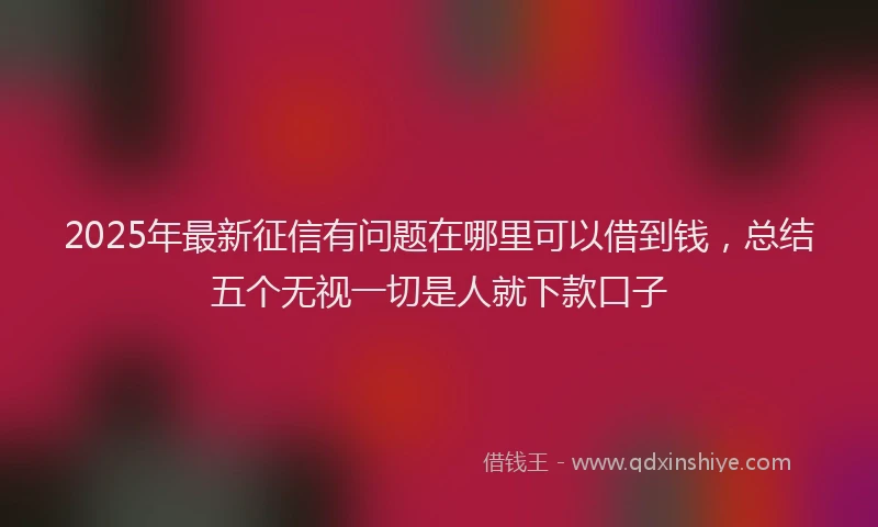 2025年最新征信有问题在哪里可以借到钱，总结五个无视一切是人就下款口子