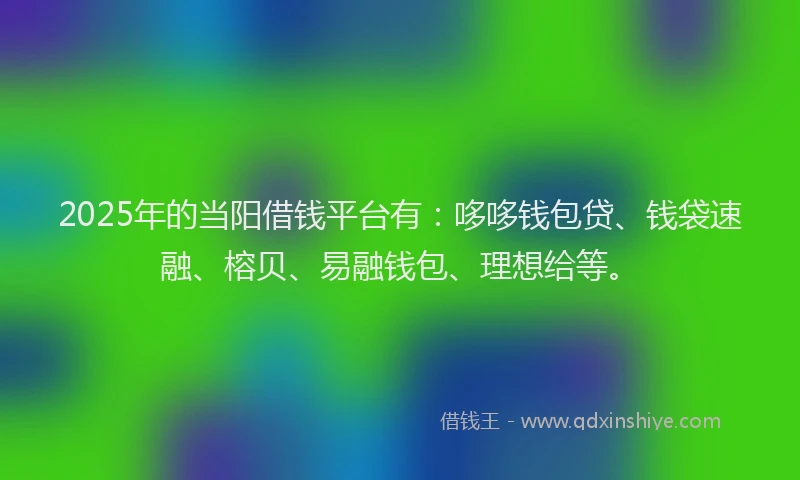 2025年的当阳借钱平台有：哆哆钱包贷、钱袋速融、榕贝、易融钱包、理想给等。