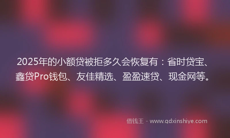 2025年的小额贷被拒多久会恢复有：省时贷宝、鑫贷Pro钱包、友佳精选、盈盈速贷、现金网等。
