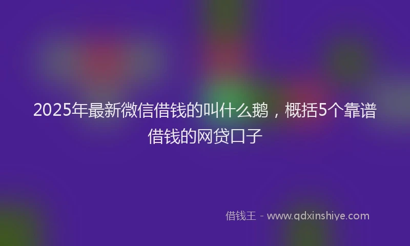 2025年最新微信借钱的叫什么鹅，概括5个靠谱借钱的网贷口子