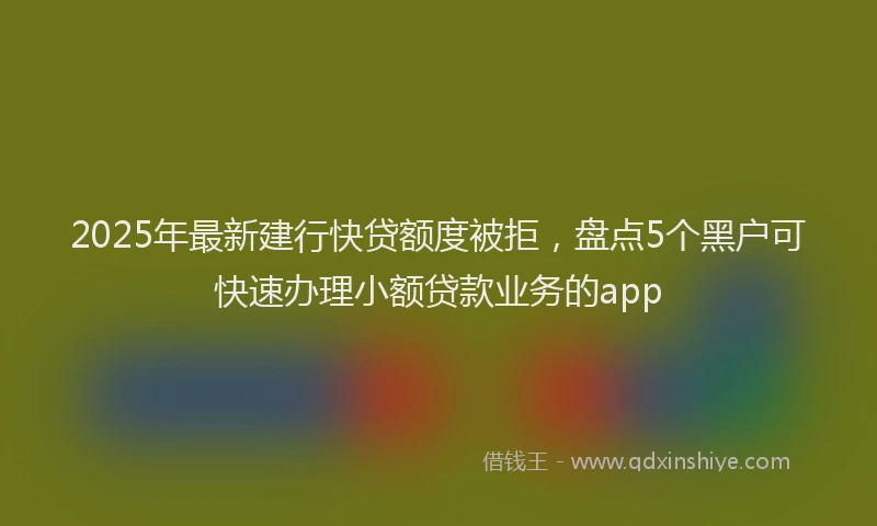 2025年最新建行快贷额度被拒，盘点5个黑户可快速办理小额贷款业务的app