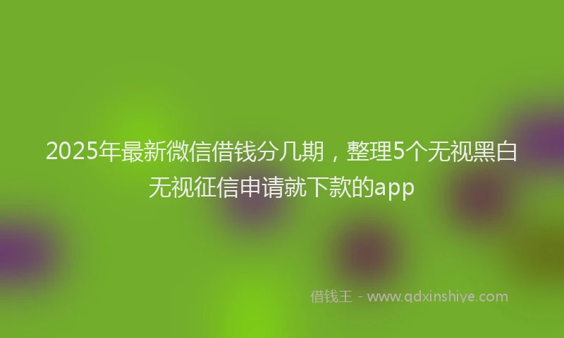 2025年最新微信借钱分几期，整理5个无视黑白无视征信申请就下款的app