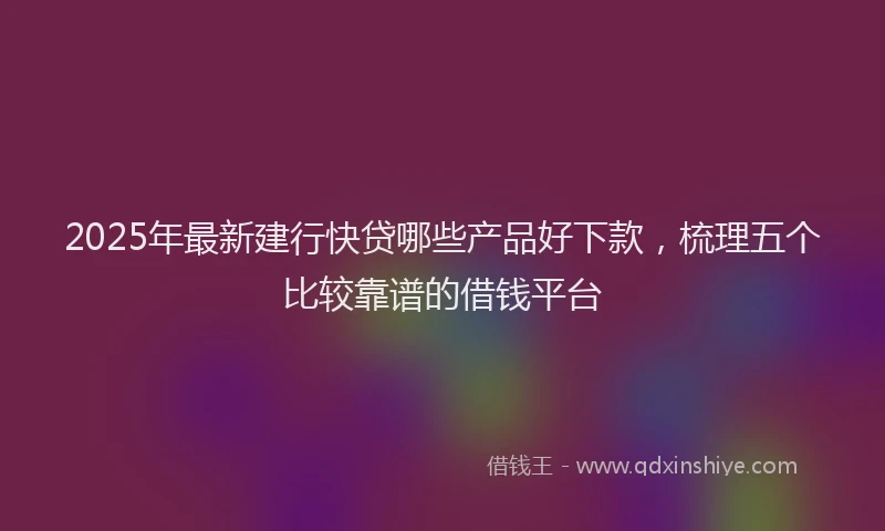 2025年最新建行快贷哪些产品好下款，梳理五个比较靠谱的借钱平台