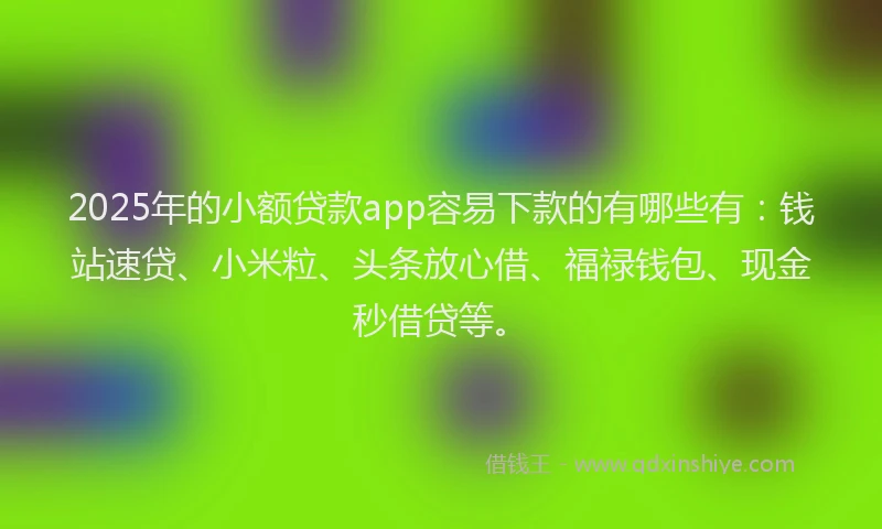 2025年的小额贷款app容易下款的有哪些有：钱站速贷、小米粒、头条放心借、福禄钱包、现金秒借贷等。