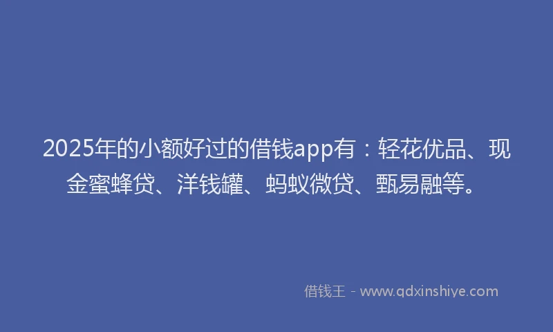 2025年的小额好过的借钱app有：轻花优品、现金蜜蜂贷、洋钱罐、蚂蚁微贷、甄易融等。
