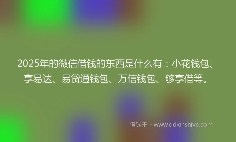 2025年的微信借钱的东西是什么有：小花钱包、享易达、易贷通钱包、万信钱包、够享借等。
