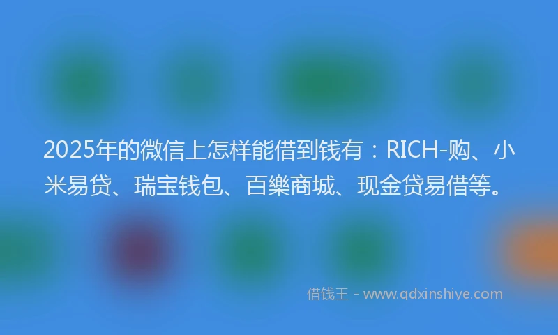 2025年的微信上怎样能借到钱有：RICH-购、小米易贷、瑞宝钱包、百樂商城、现金贷易借等。