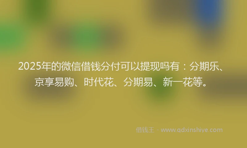 2025年的微信借钱分付可以提现吗有：分期乐、京享易购、时代花、分期易、新一花等。