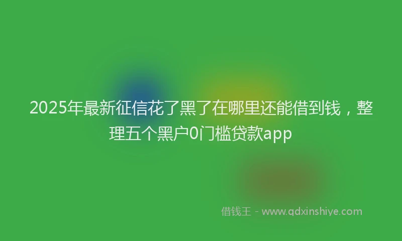 2025年最新征信花了黑了在哪里还能借到钱，整理五个黑户0门槛贷款app