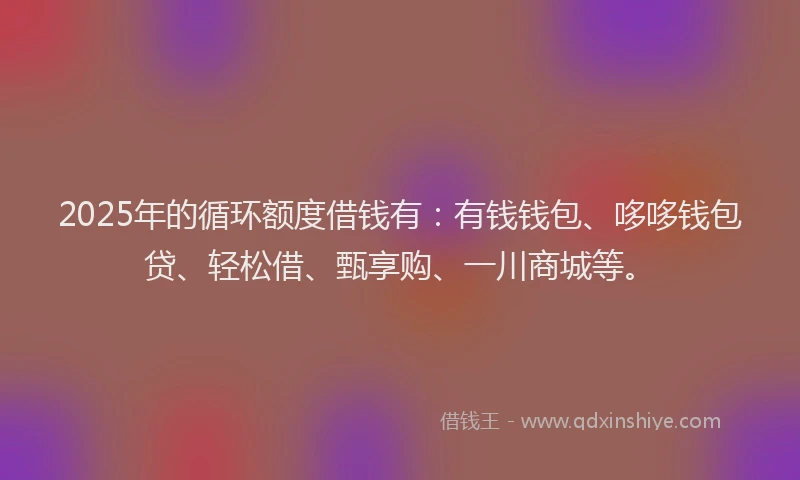 2025年的循环额度借钱有：有钱钱包、哆哆钱包贷、轻松借、甄享购、一川商城等。