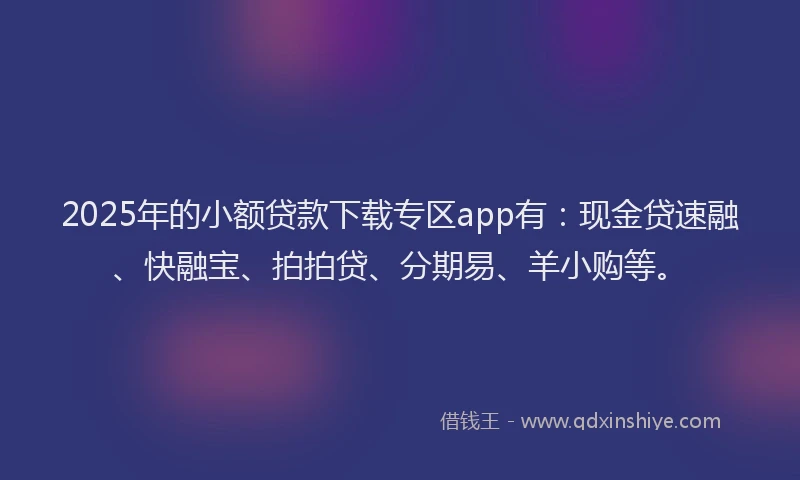 2025年的小额贷款下载专区app有：现金贷速融、快融宝、拍拍贷、分期易、羊小购等。