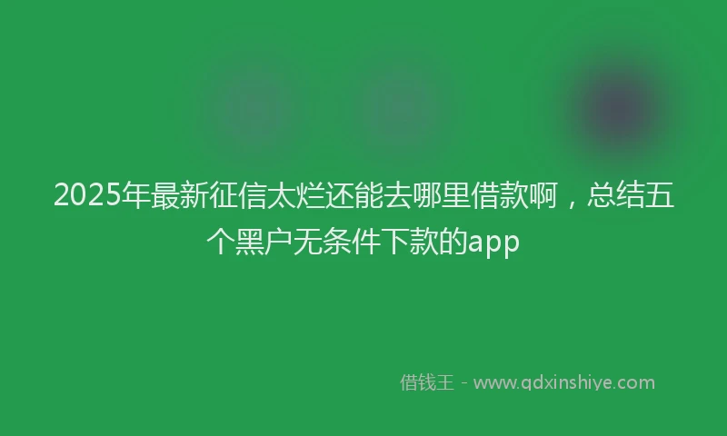 2025年最新征信太烂还能去哪里借款啊，总结五个黑户无条件下款的app