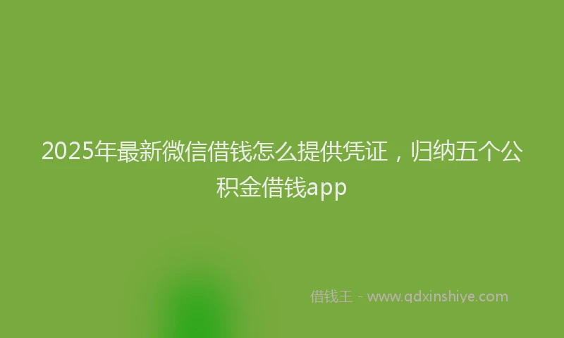 2025年最新微信借钱怎么提供凭证，归纳五个公积金借钱app