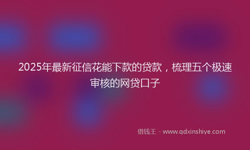 2025年最新征信花能下款的贷款，梳理五个极速审核的网贷口子
