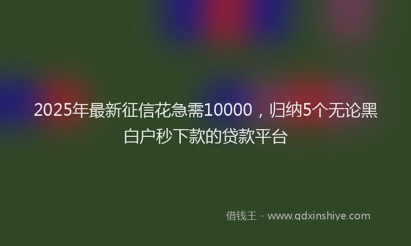 2025年最新征信花急需10000，归纳5个无论黑白户秒下款的贷款平台