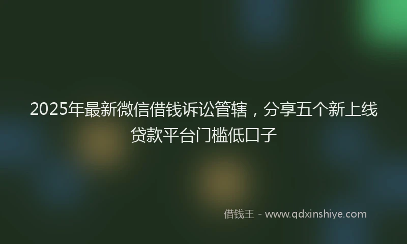 2025年最新微信借钱诉讼管辖，分享五个新上线贷款平台门槛低口子