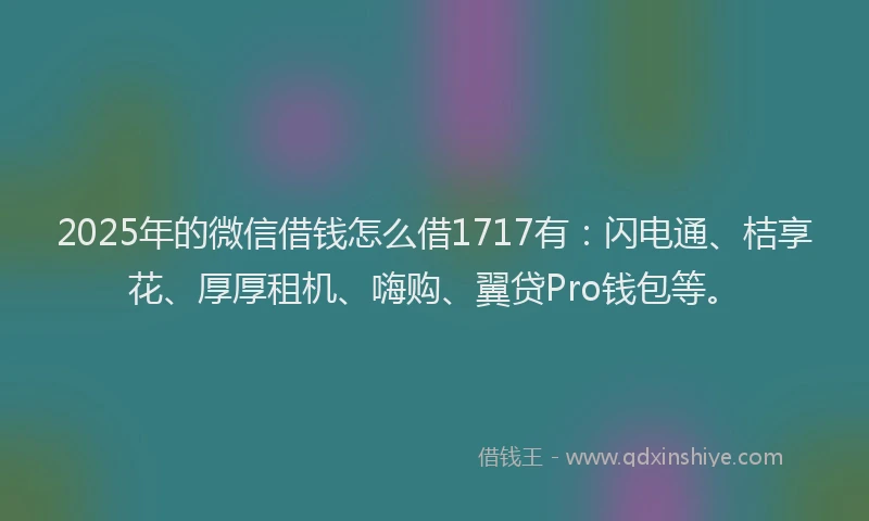 2025年的微信借钱怎么借1717有：闪电通、桔享花、厚厚租机、嗨购、翼贷Pro钱包等。