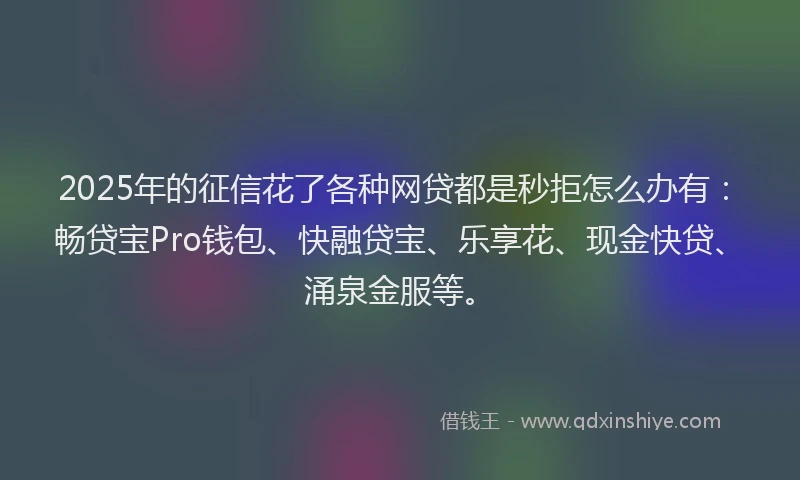 2025年的征信花了各种网贷都是秒拒怎么办有：畅贷宝Pro钱包、快融贷宝、乐享花、现金快贷、涌泉金服等。