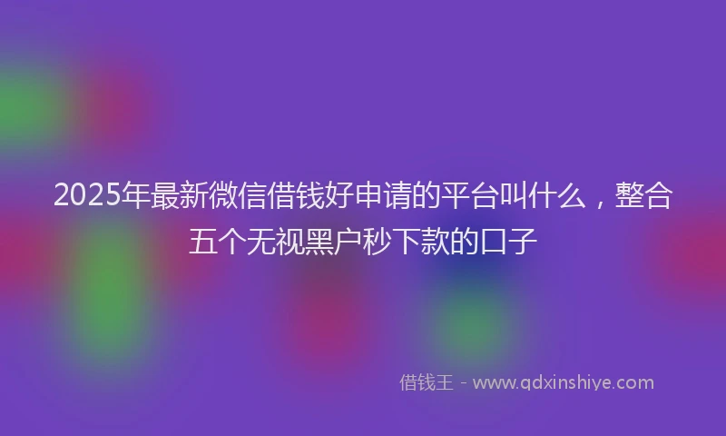 2025年最新微信借钱好申请的平台叫什么，整合五个无视黑户秒下款的口子