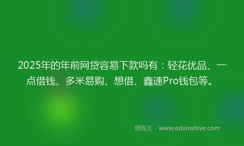 2025年的年前网贷容易下款吗有：轻花优品、一点借钱、多米易购、想借、鑫速Pro钱包等。