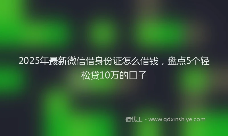 2025年最新微信借身份证怎么借钱，盘点5个轻松贷10万的口子
