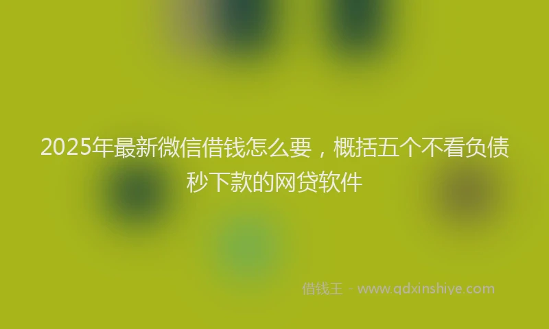 2025年最新微信借钱怎么要，概括五个不看负债秒下款的网贷软件