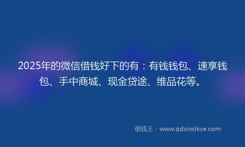 2025年的微信借钱好下的有：有钱钱包、速享钱包、手中商城、现金贷途、维品花等。